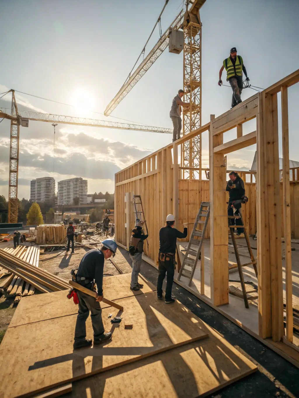 A luxury custom home under construction in Los Angeles, showing the framing and structural elements, highlighting Solid Ground Construction's expertise in high-end residential projects.